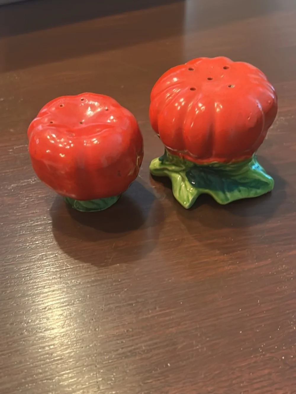 Ceramic Red Tomato Salt and Pepper Shaker Set